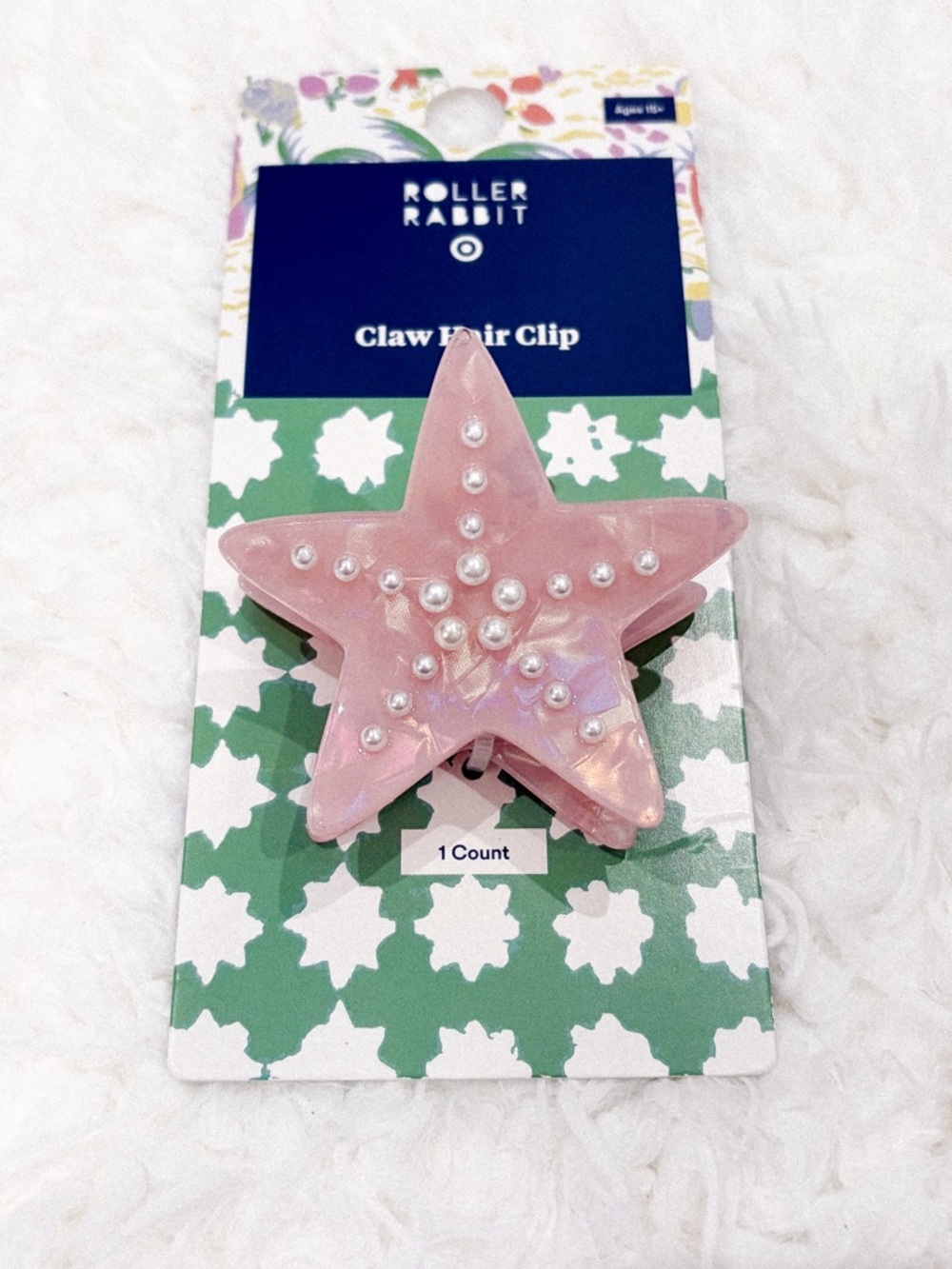 new roller rabbit pink starfish pearl claw hair clip